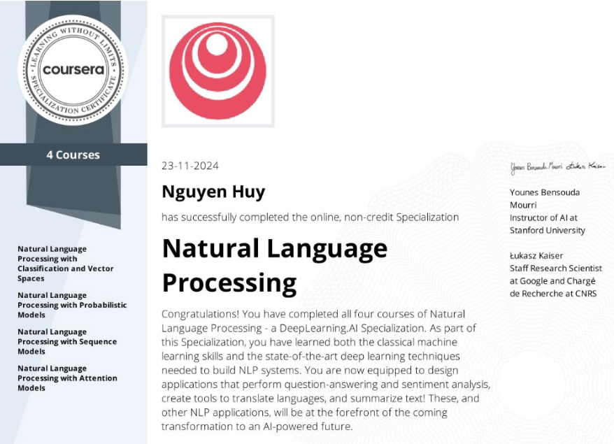Natural Language Processing Specialization